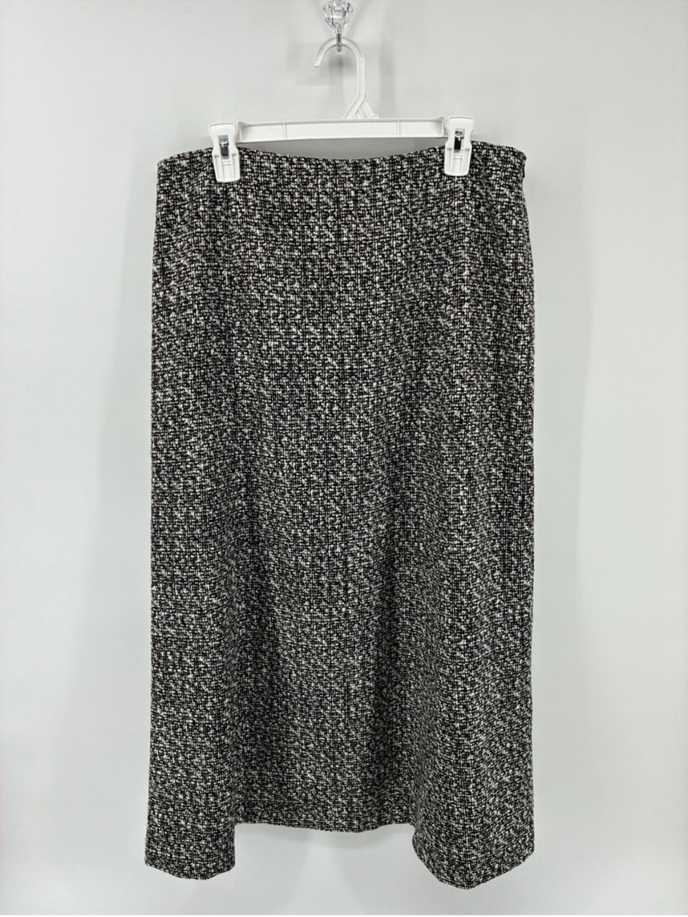 SPANNER Black and White Tweed A-Line Midi Skirt Wool Blend